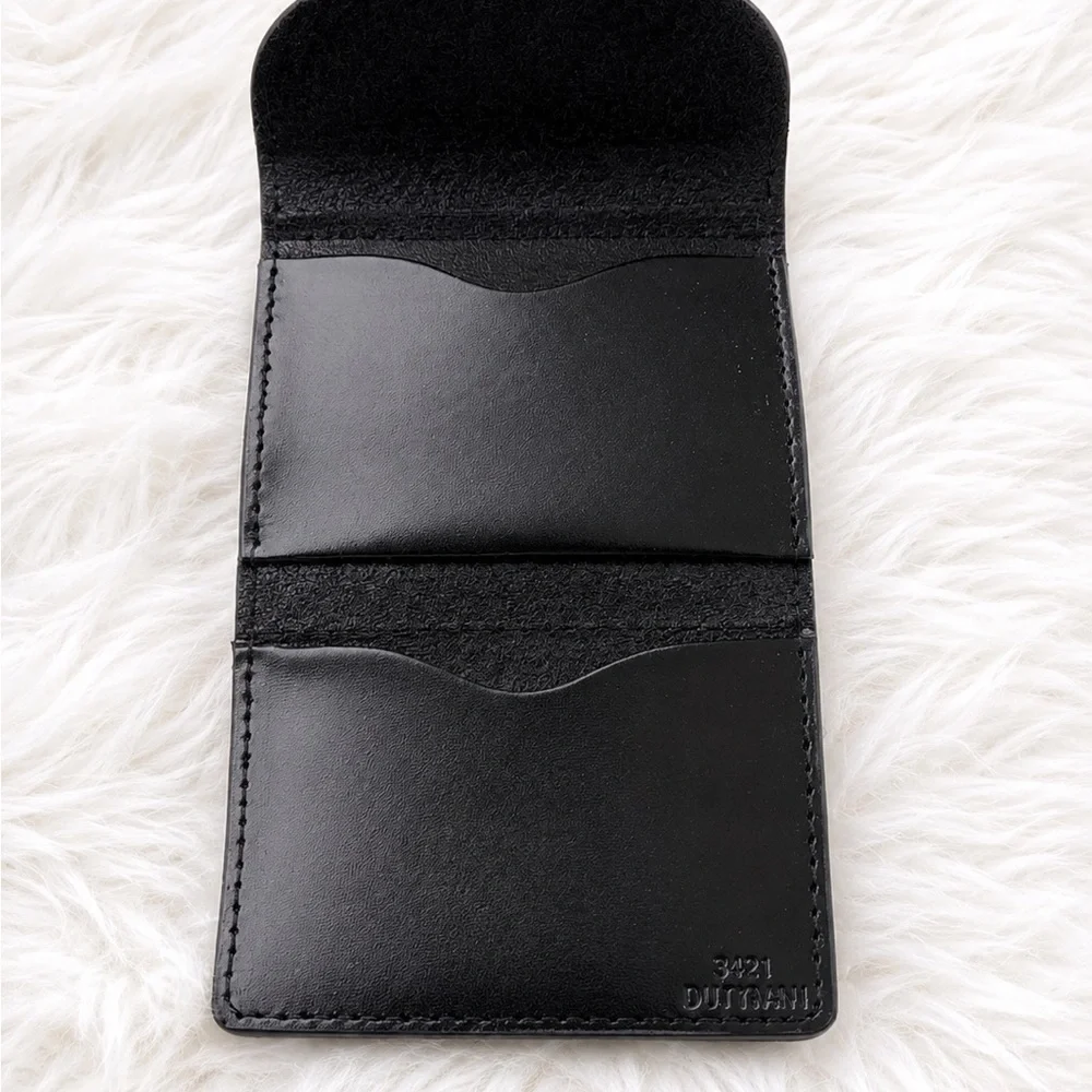 Dijiani Black Embossed Faux Leather Wallet Card Holder Minimalist Fold Wallet